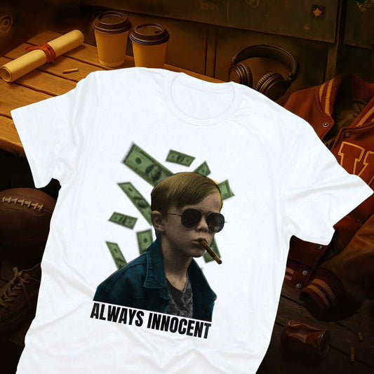 Sarcastic graphic tee featuring a trendy man in shades with cash flying around him in edgy street-style design by Vice Tees